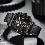 Trsoye Luminous Leather Men’s Watch Black