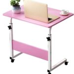 .Single Adjustable Laptop Desk With Wheels (Pink Color)