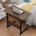 .Single Adjustable Laptop Desk With Wheels (Brown Color)